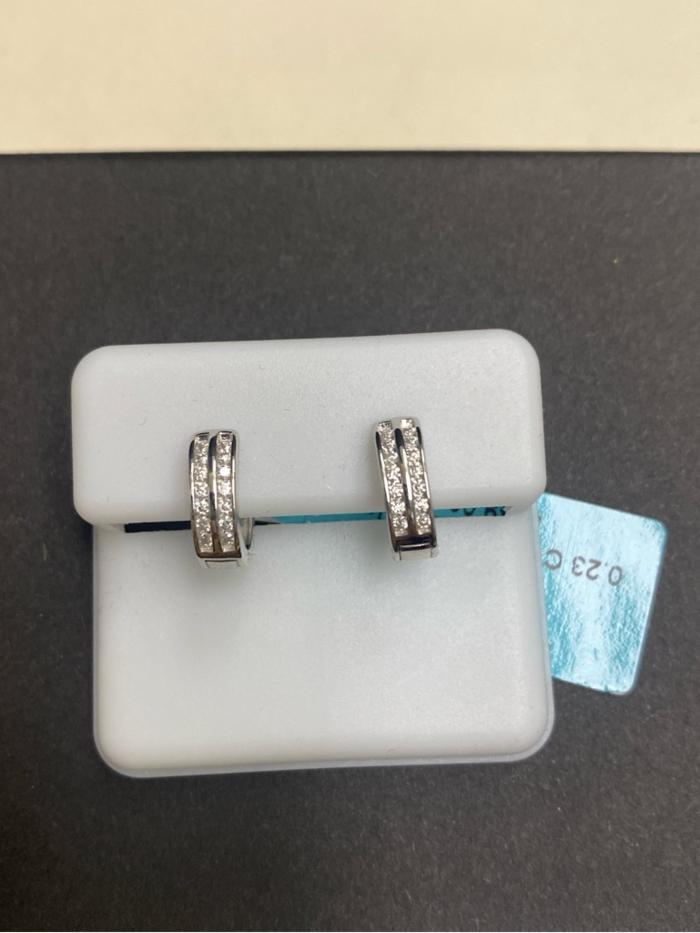 Dainty Moissanite & Silver Hoop Huggie Earrings